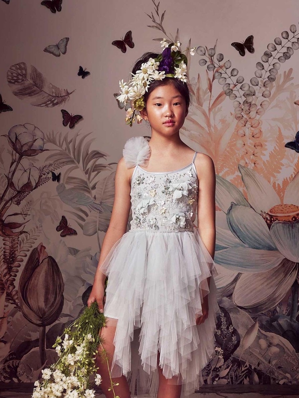 Tutu du monde Girls Mint Floral Tulle Party Dress with Headband size 10-11